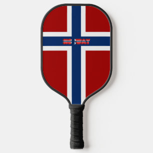 Norwegian flag pickleball paddle