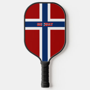 Norwegian flag pickleball paddle