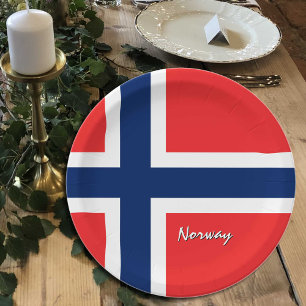 Norwegian Flag plates, party, sports, Norway Paper Plate