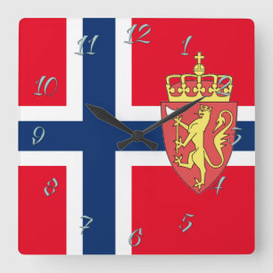 Norwegian flag square wall clock