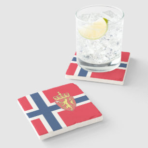 Norwegian flag stone coaster