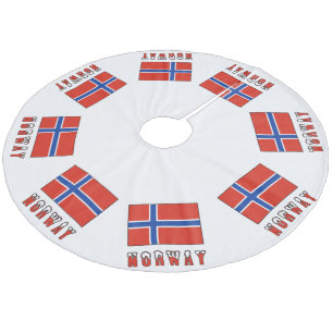 Norwegian Flag with Norway Fleece Tree Skirt