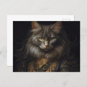 Norwegian Forest black Cat Postcard