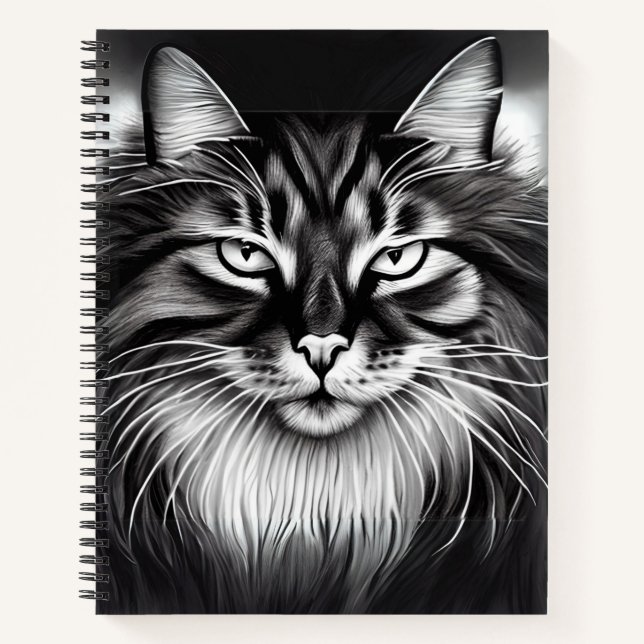 Norwegian Forest Cat in Black and White Journal  (Front)
