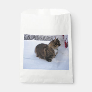 norwegian forest cat in snow favour bag
