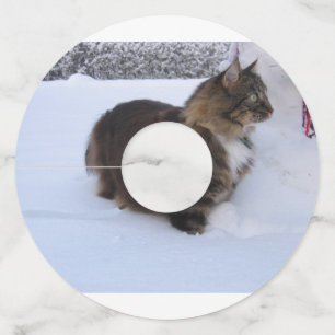 norwegian forest cat in snow wine glass tag