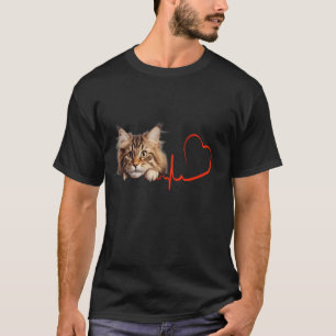 Norwegian Forest Cat My Heartbeat EKG Funny Cats M T-Shirt