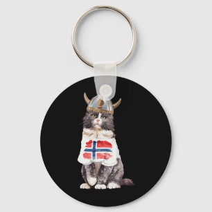 Norwegian Forest Cat Norway Flag Key Ring