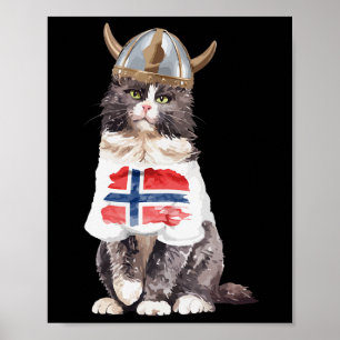 Norwegian Forest Cat Norway Flag  Poster