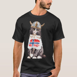 Norwegian Forest Cat Norway Flag  T-Shirt