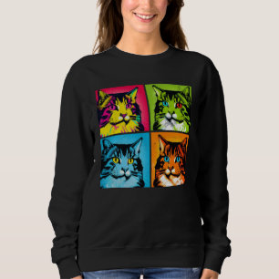 Norwegian Forest Cat Pop Illustration Colorful  6 Sweatshirt