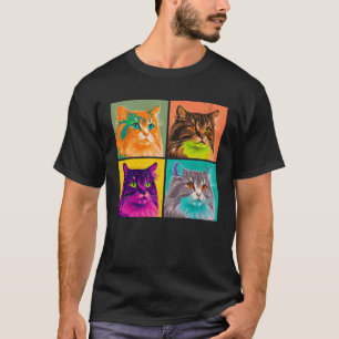 Norwegian Forest Cat Pop Illustration Colourful 1 T-Shirt