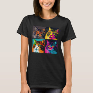 Norwegian Forest Cat Pop Illustration Colourful 4 T-Shirt