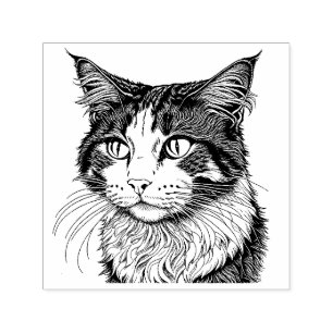 Norwegian Forest Cat Portrait Self-inking Stamp