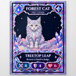 Norwegian Forest Cat, Rainbow Foil Art Postcard