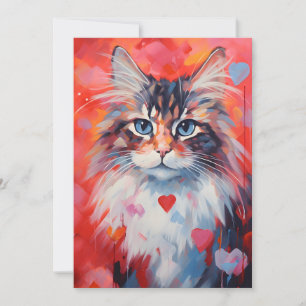 Norwegian Forest cat Valentine's day Holiday Card