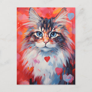 Norwegian Forest cat Valentine's day Postcard