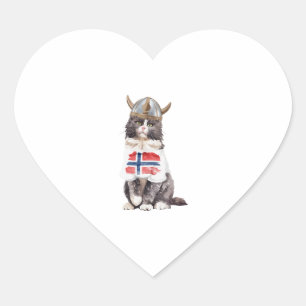 Norwegian Forest Cat Viking Heart Sticker