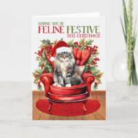 Norwegian Forest Christmas Cat FELINE Festive