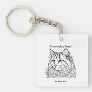 Norwegian Forest Portrait Key Ring