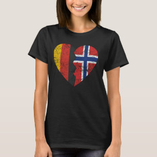 Norwegian German Flag Heart Germany Norway Flag R T-Shirt