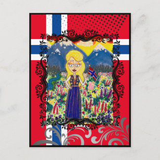 Norwegian Girl in Bunad Postcard