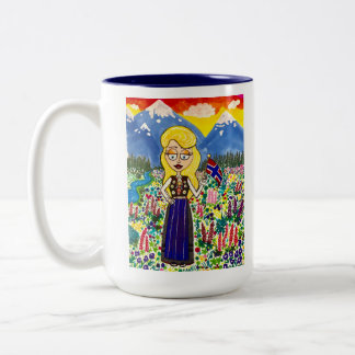 Norwegian Girl in Bunad Two-Tone Coffee Mug