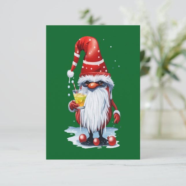 Norwegian Gnome Holding A Hot Toddy Invitation (Standing Front)