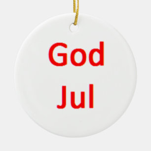 norwegian god jul ceramic ornament