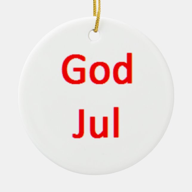 norwegian god jul ceramic ornament (Front)
