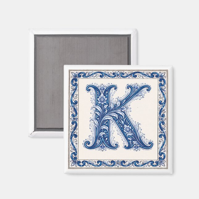 Norwegian Heritage K Monogram - Blue Magnet (Front/Back)