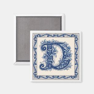 Norwegian Heritage Monogram-Blue Magnet
