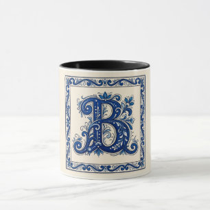 Norwegian Heritage Rosemaling Monogram-Blue Mug