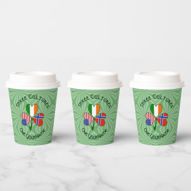Norwegian Irish American Shamrock Personalize Text Paper Cups (Multi)