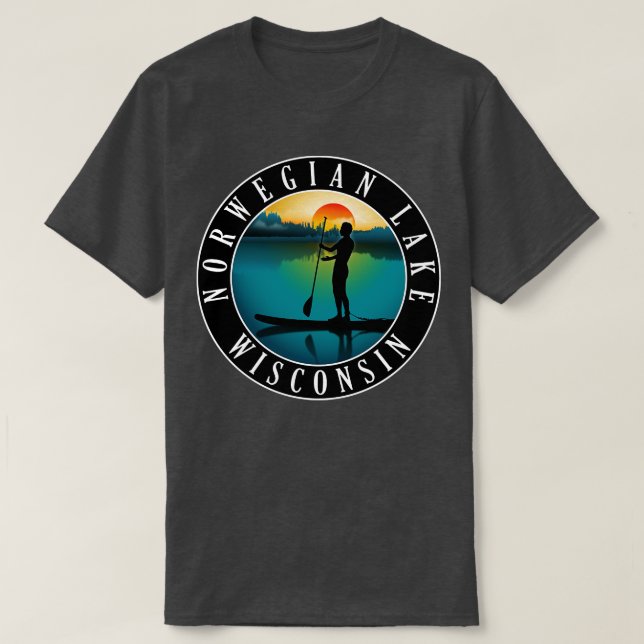 Norwegian Lake Wisconsin Paddleboarding T-Shirt (Design Front)
