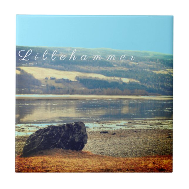 Norwegian lakenear Lillehammer in spring Ceramic Tile (Front)