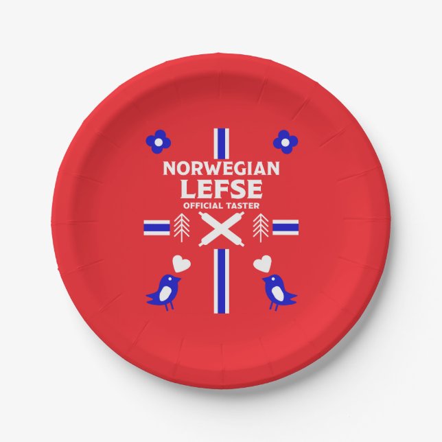 Norwegian Lefse Flatbread Apron Paper Plate (Front)