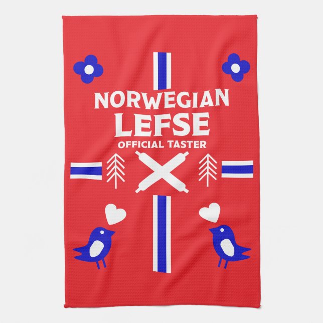 Norwegian Lefse Flatbread Apron Tea Towel (Vertical)
