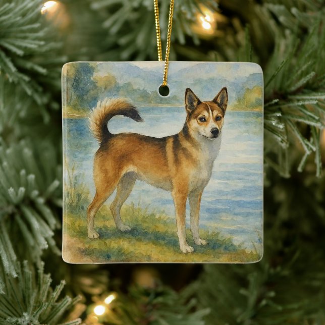Norwegian Lundehund Ceramic Ornament (Tree)