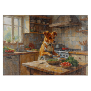 Norwegian Lundehund Cooking in Kitchen Cutting Board