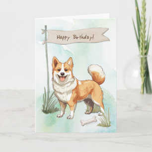 Norwegian Lundehund Dog Breed Under Birthday Sign Card