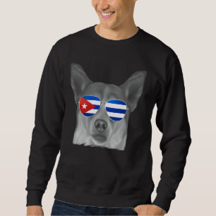 Norwegian Lundehund Dog Cuba Flag Sunglasses Sweatshirt