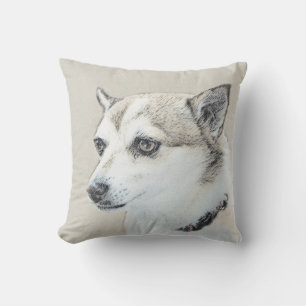 Norwegian Lundehund Painting - Original Dog Art Cushion