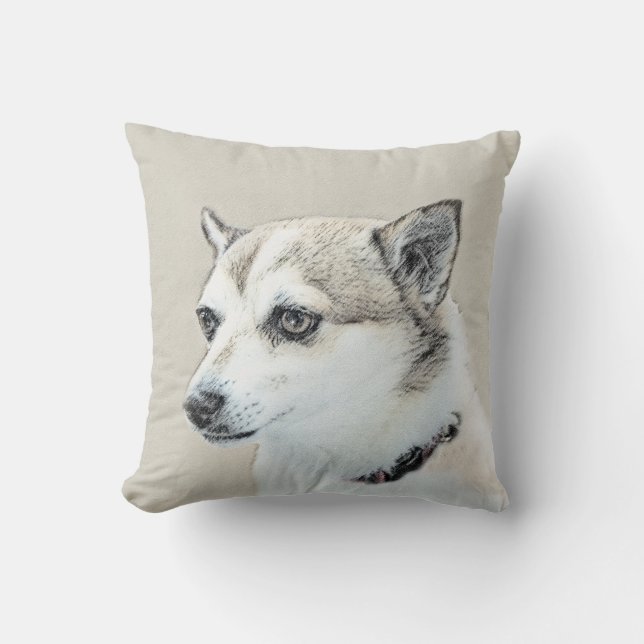 Norwegian Lundehund Painting - Original Dog Art Cushion (Front)