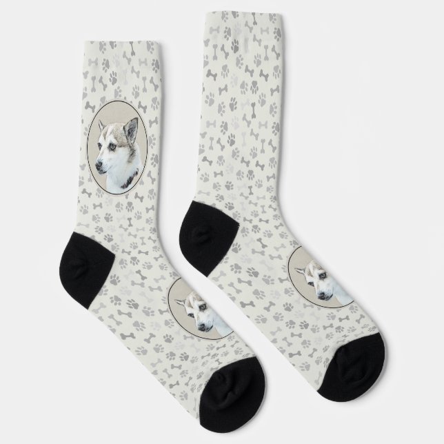 Norwegian Lundehund Painting - Original Dog Art Socks (Right)