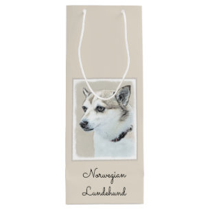 Norwegian Lundehund Painting - Original Dog Art Wine Gift Bag