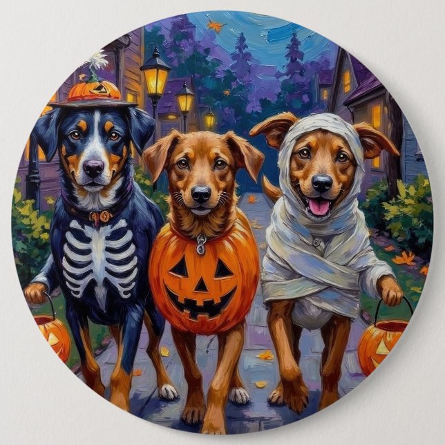 Norwegian Lundehund Trick-or-Treating Halloween 6 Cm Round Badge (Front)