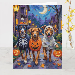Norwegian Lundehund Trick-or-Treating Halloween Card