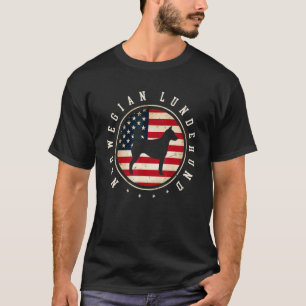 Norwegian Lundehund Usa Flag 4th July Dog Mum Dad T-Shirt