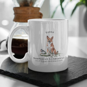 Norwegian Lundehund Watercolor Dog   Monogram Coffee Mug